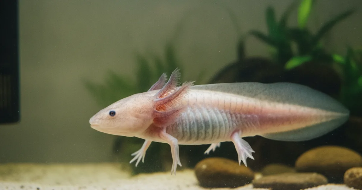 Axolotl rose dans un aquarium montrant ses branchies externes