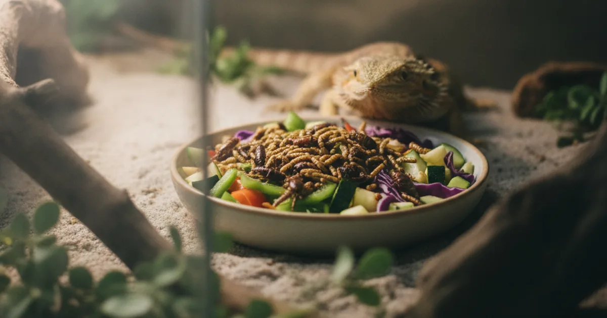 Insectes et gamelle d'alimentation pour reptile