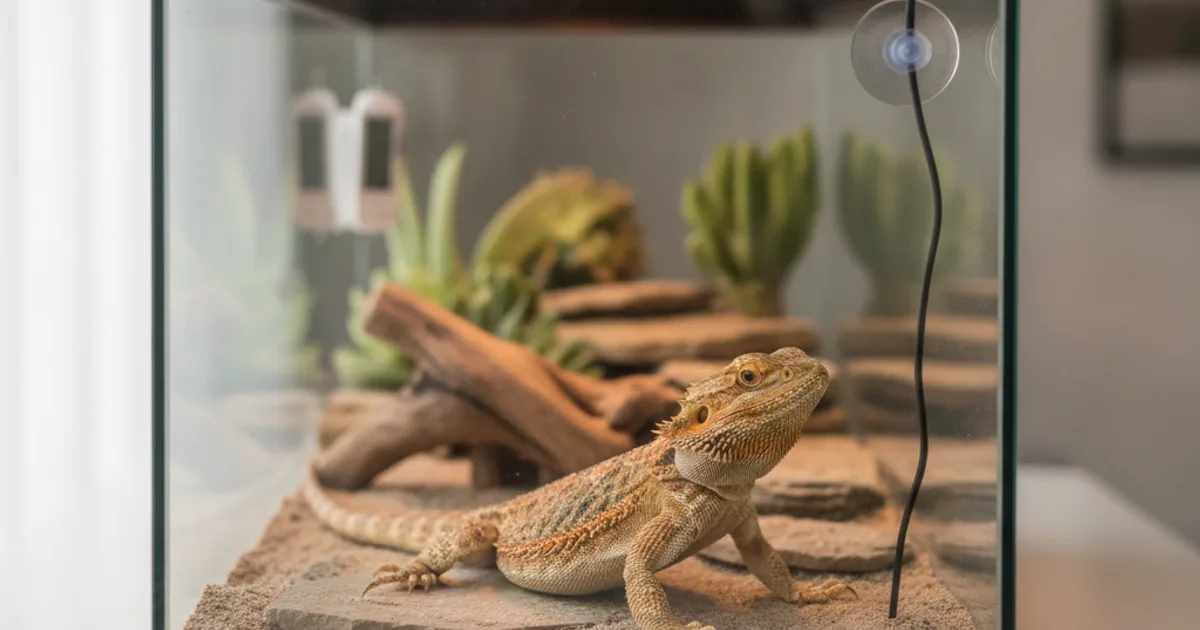 Thermomètre hygromètre digital avec sondes installé dans un terrarium