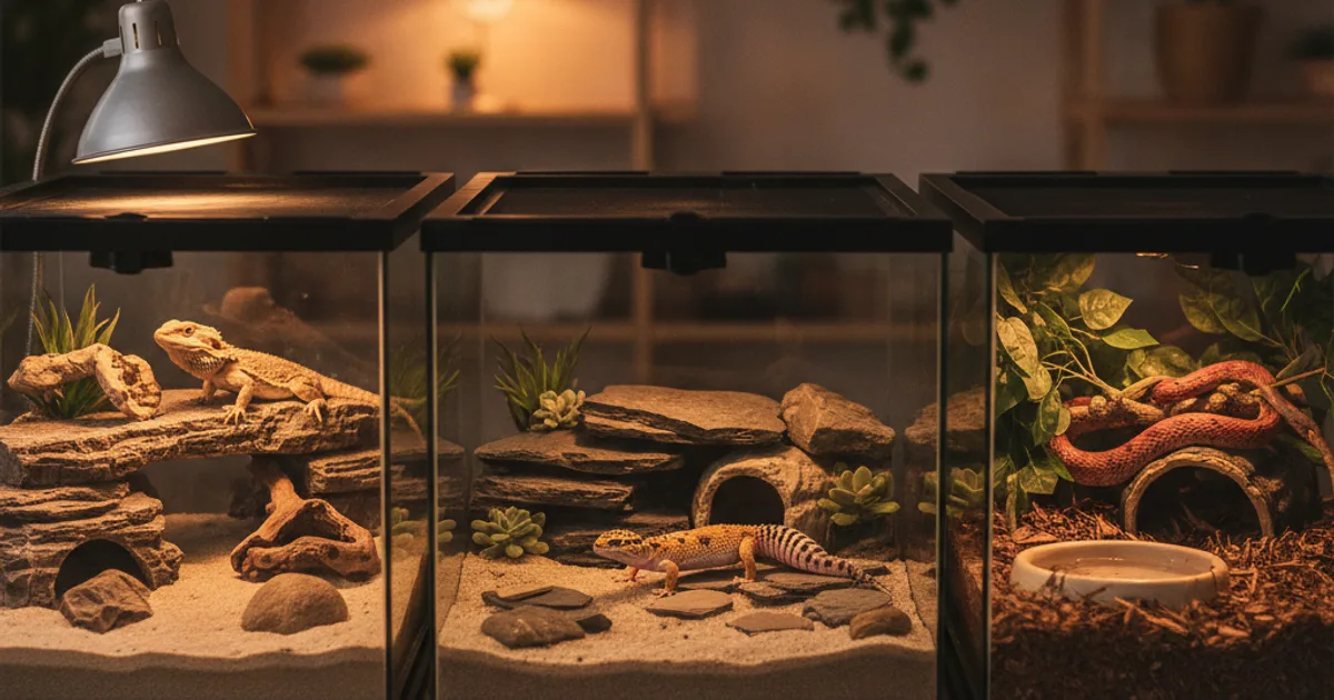 Un jeune gecko léopard posé délicatement sur une roche dans un terrarium adapté